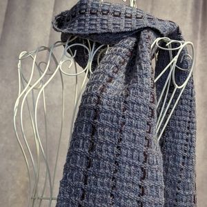 Handwoven Wool Scarf in Heathered Columbine - Purple Blue